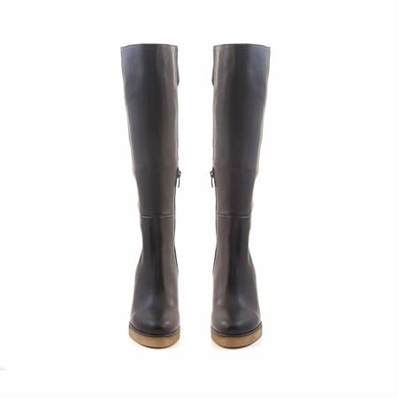 Mocassini Kadın Hakiki Deri Kauçuk Taban Siyah Günlük Çizme