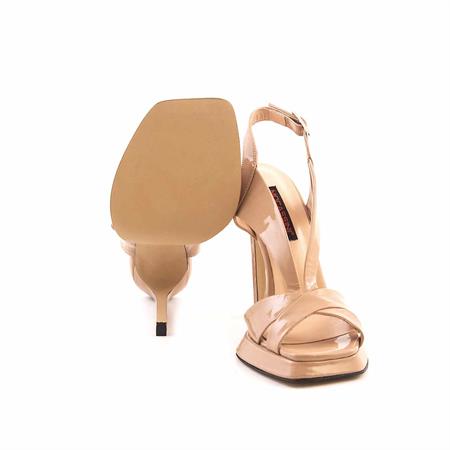 Mocassini Kadın Rugan Deri Microlight Taban Bej Parlak Gece & Abiye Ayakkabı