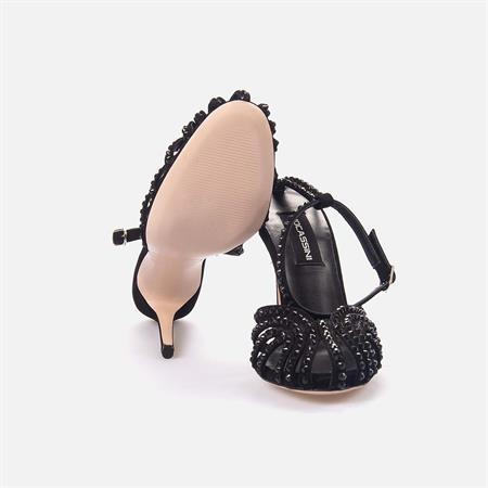 Mocassini Kadın Hakiki Deri Kösele Taban Siyah Süet Gece & Abiye Ayakkabı