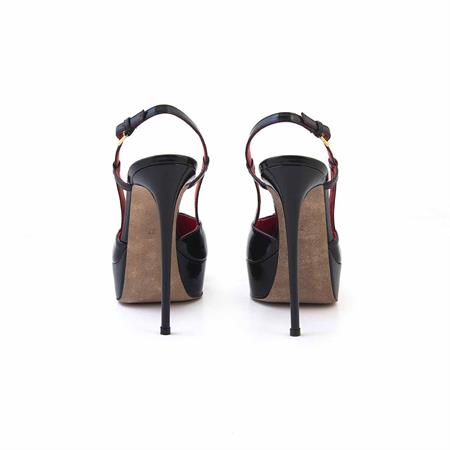 Mocassini Kadın Rugan Deri Kösele Taban Siyah Gece & Abiye Ayakkabı