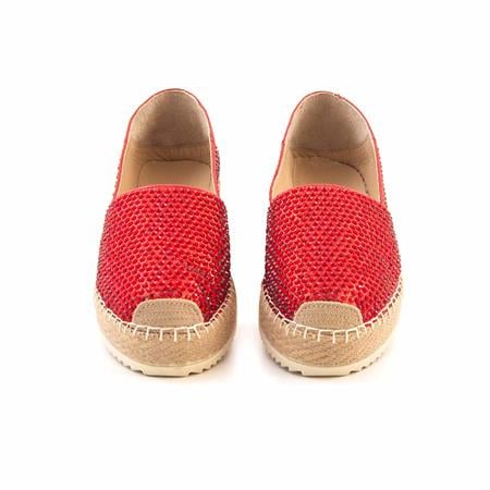 Mocassini Kadın Hakiki Deri Microlight Taban Kırmızı Günlük Espadril