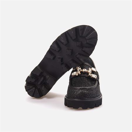 Mocassini Kadın Hakiki Deri Eva Taban Siyah Günlük Ayakkabı