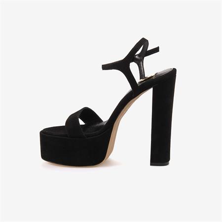 Mocassini Kadın Süet Uzun Topuklu Gece & Abiye Siyah Süet Ayakkabı