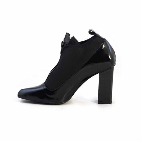 Mocassini Kadın Rugan Deri Eva Taban Siyah Topuklu Ayakkabı