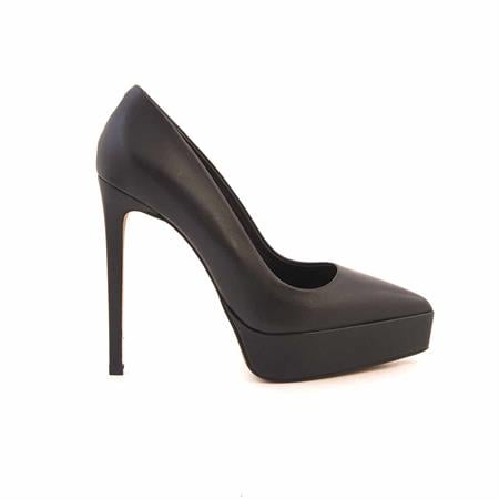 Mocassini Kadın Rugan Deri Microlight Taban Siyah Topuklu Ayakkabı