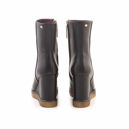 Mocassini Kadın Hakiki Deri Kauçuk Taban Siyah Topuklu Bot 