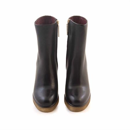 Mocassini Kadın Hakiki Deri Kauçuk Taban Siyah Topuklu Bot 