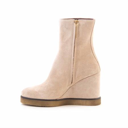 Mocassini Kadın Hakiki Deri Kauçuk Taban Bej Süet Topuklu Bot 