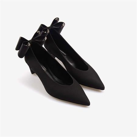 Mocassini Saten Kadın Topuklu Ayakkabı 140-24