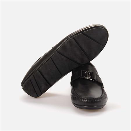 Mocassini Erkek Hakiki Deri Kauçuk Taban Siyah Loafer Konforlu Ayakkabı