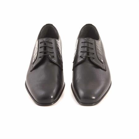 Moreschi Erkek Hakiki Deri Kösele Taban Siyah Klasik Ayakkabı