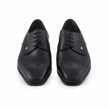 Moreschi Erkek Hakiki Deri Kösele Taban Siyah Klasik Ayakkabı