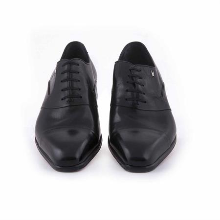 Moreschi Erkek Hakiki Deri Kösele Taban Siyah Klasik Ayakkabı