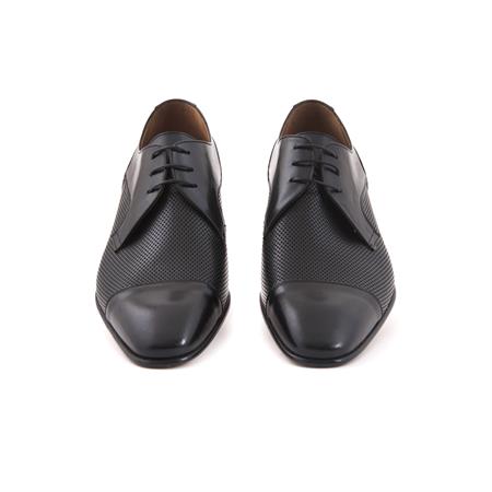 Moreschi Erkek Hakiki Deri Kösele Taban Siyah Klasik Ayakkabı