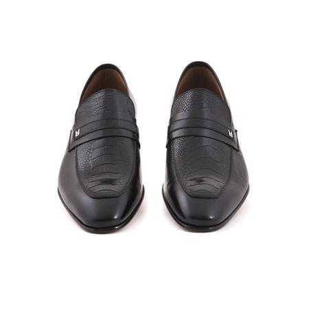 Moreschi Erkek Hakiki Deri Kösele Taban Siyah Klasik Ayakkabı