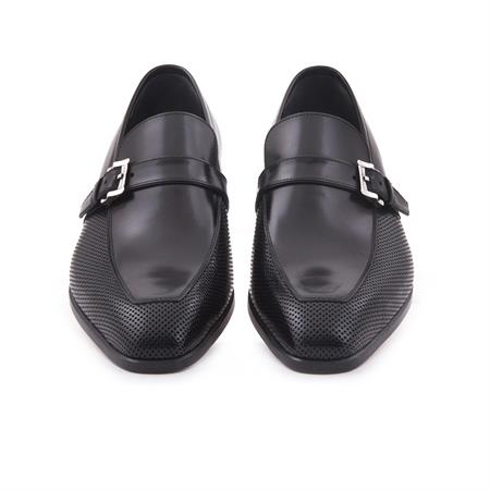 Moreschi Erkek Hakiki Deri Kösele Taban Siyah Klasik Ayakkabı