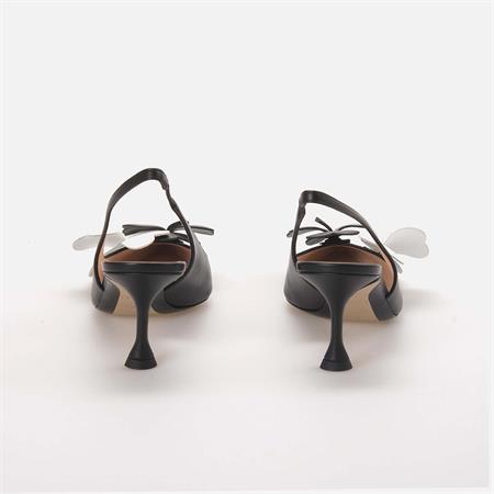 No21 Kadın Hakiki Deri Neolit Taban Siyah Topuklu Ayakkabı