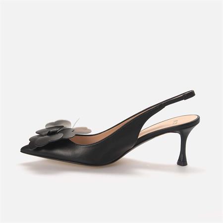 No21 Kadın Hakiki Deri Neolit Taban Siyah Topuklu Ayakkabı