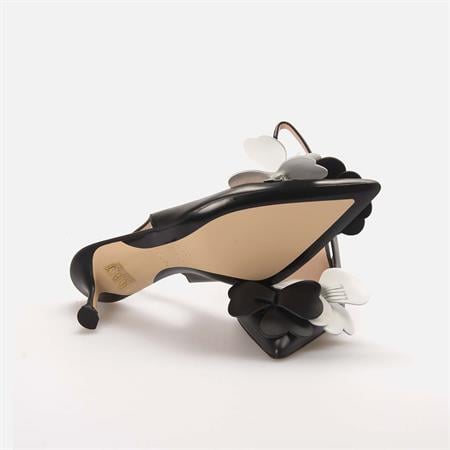 No21 Kadın Hakiki Deri Neolit Taban Siyah Topuklu Ayakkabı