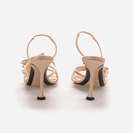 No21 Kadın Hakiki Deri Neolit Taban Bej Topuklu Ayakkabı