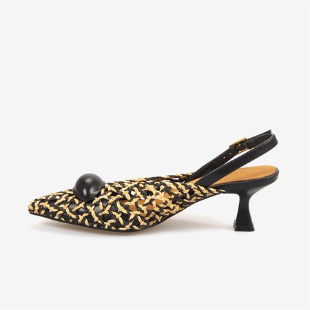 Noa Harmon Kadın Örgü SlingBack 5,5cm Sivri Burun Topuklu Ayakkabı 10342