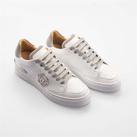 Philipp Plein Kadın Hakiki Deri Beyaz-Gri Spor & Sneaker Ayakkabı