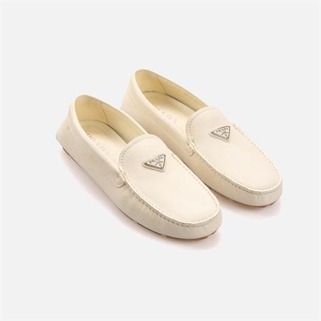 Prada Erkek Hakiki Deri Bej Loafer Konforlu Ayakkabı