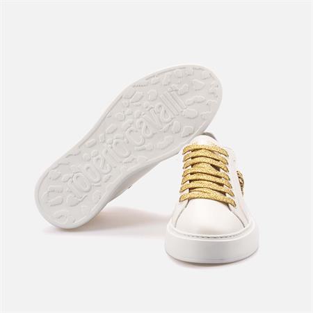 Roberto Cavalli Kadın Hakiki Deri Beyaz-Altın Sarısı Spor & Sneaker Ayakkabı