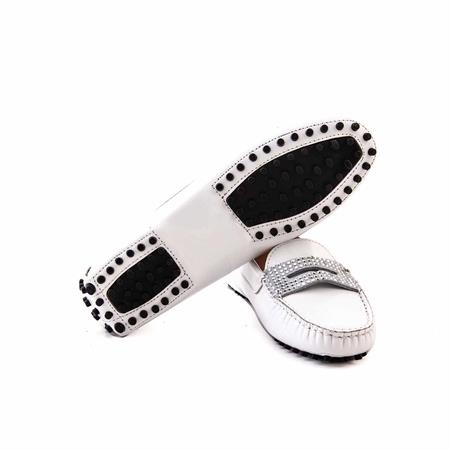 Rouge Kadın Rugan Deri Kauçuk Taban Beyaz Parlak Babet Ayakkabı