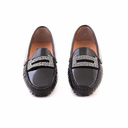 Rouge Kadın Rugan Deri Kauçuk Taban Siyah Babet Ayakkabı