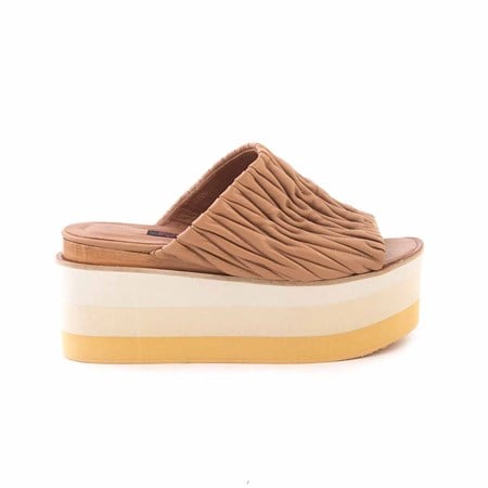 Rouge Deri Platform Topuk Kadın Terlik 2759