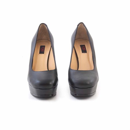 Rouge Kadın Hakiki Deri Kauçuk Taban Siyah Topuklu Ayakkabı