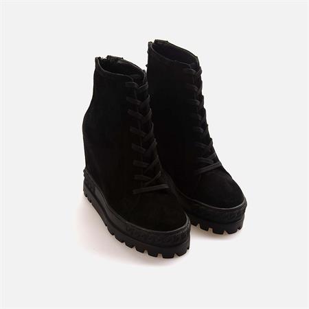 Rouge Kadın Hakiki Deri Kauçuk Taban Siyah Süet Günlük Bot