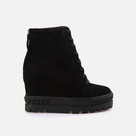 Rouge Kadın Hakiki Deri Kauçuk Taban Siyah Süet Günlük Bot