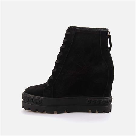 Rouge Kadın Hakiki Deri Kauçuk Taban Siyah Süet Günlük Bot