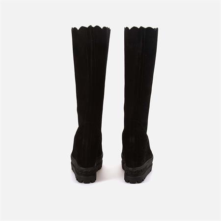 Rouge Kadın Hakiki Deri Kauçuk Taban Siyah Süet Günlük Çizme