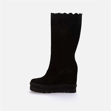 Rouge Kadın Hakiki Deri Kauçuk Taban Siyah Süet Günlük Çizme