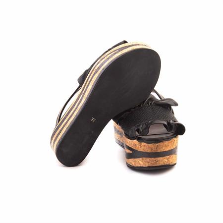 Rouge Kadın Hakiki Deri Eva Taban Siyah Sandalet 