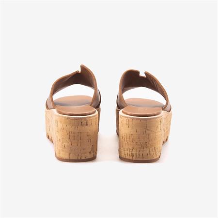 Rouge Hakiki Deri Dolgu Topuk Kadın Terlik 3067