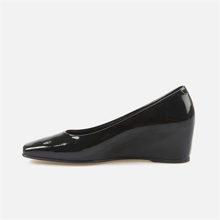 Rouge Kadın Rugan Kauçuk Taban Siyah Topuklu Babet