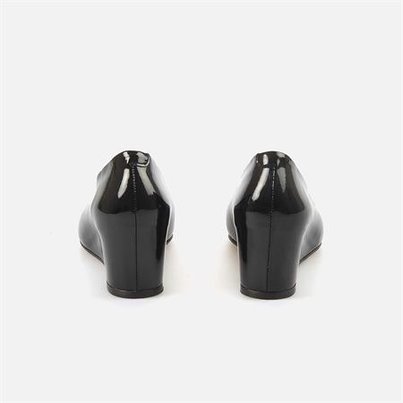 Rouge Kadın Rugan Kauçuk Taban Siyah Topuklu Babet