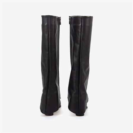 Rouge Hakiki Deri Kadın Topuklu Siyah Çizme 825
