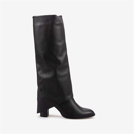 Rouge Hakiki Deri Kadın Topuklu Siyah Çizme 825