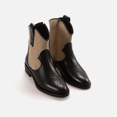 Rouge Kadın Hakiki Deri Termo Taban Siyah Süet Western Bot 