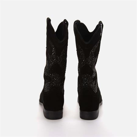 Rouge Kadın Hakiki Deri Termo Taban Siyah Süet Western Bot Çizme