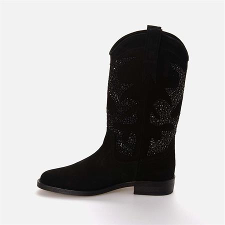 Rouge Kadın Hakiki Deri Termo Taban Siyah Süet Western Bot Çizme