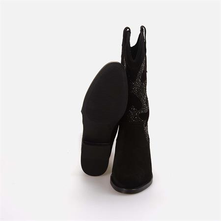 Rouge Kadın Hakiki Deri Termo Taban Siyah Süet Western Bot Çizme