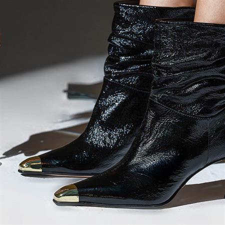 Rouge Kadın Hakiki Deri Enjeksiyon Kösele Taban Siyah Topuklu Bot 