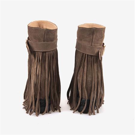 Rouge Hakiki Süet Deri  Kalın Taban Gizli Topuk Kadın Bot 44215