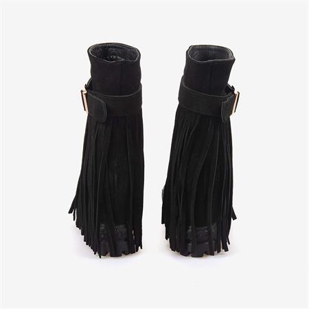 Rouge Hakiki Süet Deri  Kalın Taban Gizli Topuk Kadın Bot 44215